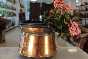 Old Copper Bucket With Wrought Iron Handle