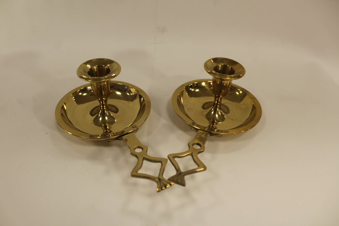 Set of Two Brass Candleholders