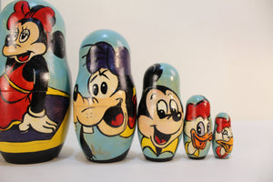 Vintage Set of 7 Disney Goofy, Mickey &Mini Mouse and Mcduck Nesting Dolls - Ali's Copper Shop