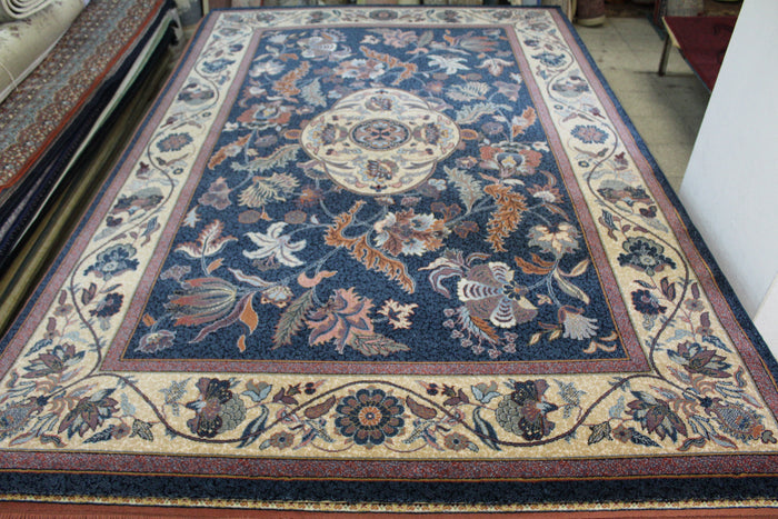 Navy Blue Turkish Machine Made Rug