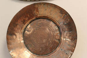 Handcrafted Turkish old copper round plate