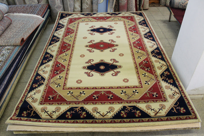 Turkish Machine Made Rug with Geometric Desig