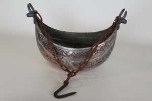Hand Hammered Copper Dervish Kashkul Beggars Bowl