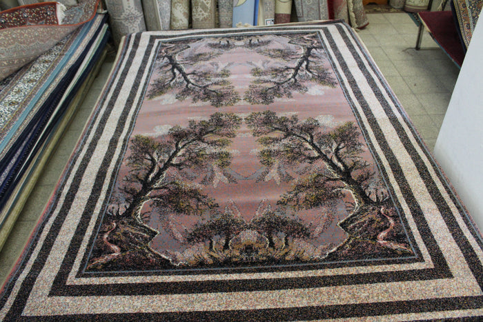 Turkish Machine Made Carpet depicts Forest Scene
