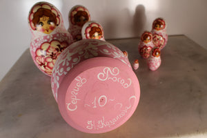 Pink Signed 10 Pieces Matryoshka Dolls