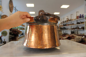 Old Copper Bucket With Wrought Iron Handle