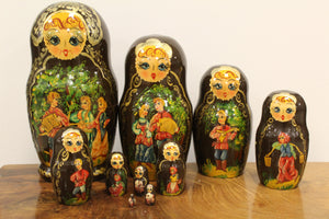Vintage Ten Pcs Russian Fairy Tale Matryoshka Dolls - Ali's Copper Shop