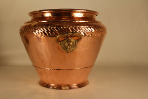 Copper Planter with Brass Lion Handles