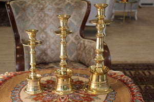 Set of three Brass Ottoman style Candle holders