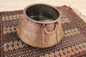 Heavy copper cauldron with copper handles