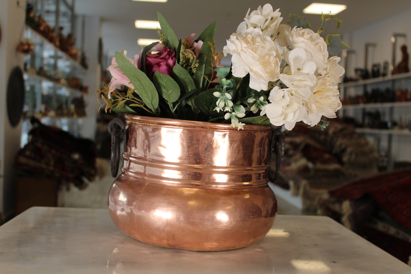 artificial plant in copper pot Stylish Copper Plant Pot – Ali's Copper Shop