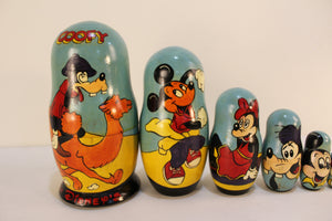 Vintage Set of 7 Disney Goofy, Mickey &Mini Mouse and Mcduck Nesting Dolls - Ali's Copper Shop