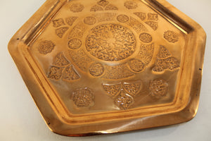 Hexagon hand stamped design Copper Tray - Ali's Copper Shop
