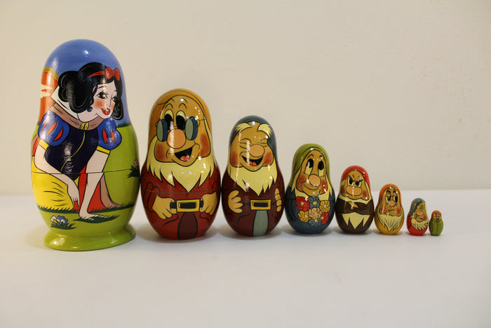 Vintage Russian Matryoshka Snow White and Seven Dwarfs