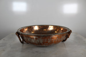 Heavy Old Copper Bowl with copper handles