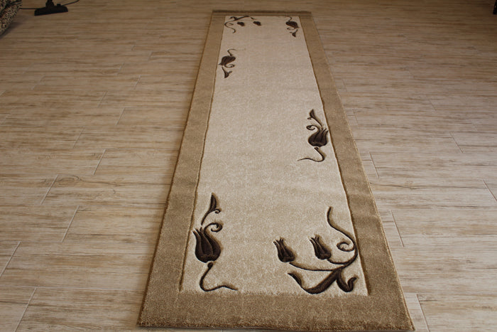 Turkish Beige and Brown Color Machine Made Runner