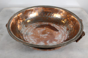 Heavy Old Copper Bowl with copper handles