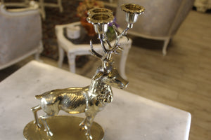 Heavy Brass Reindeer Candleholder