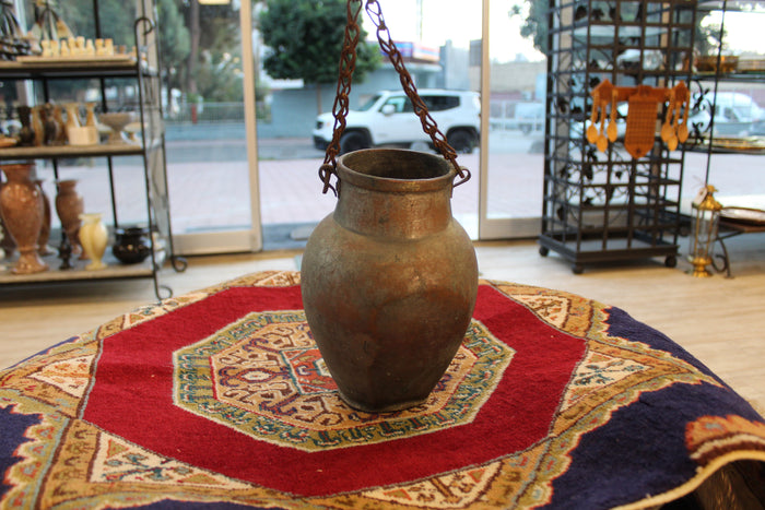 Old Copper   Hanging Pot Vase