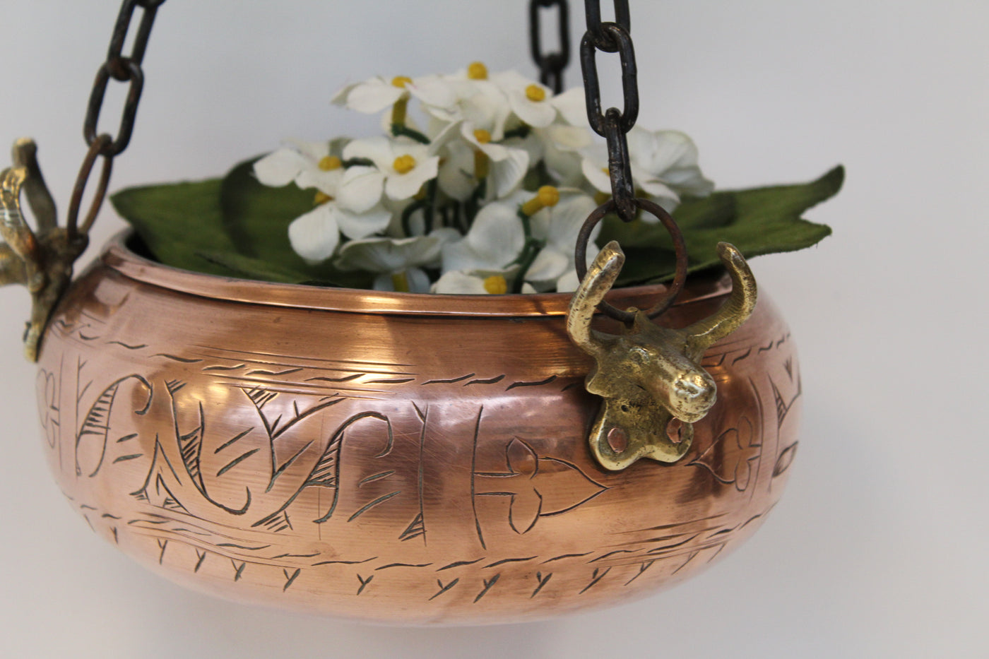copper planter hanging Bull Theme Copper Decorative Bowl/ Hanging Copper Planter