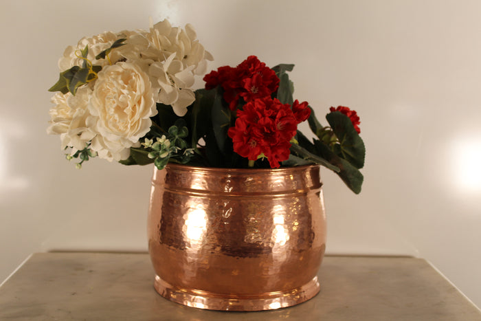 Oval Hand Hammered Copper Planter