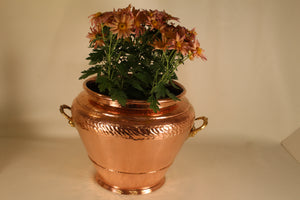 Copper Planter with Brass Lion Handles