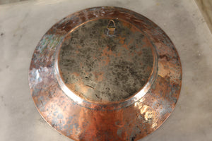 Handcrafted Turkish old copper round plate