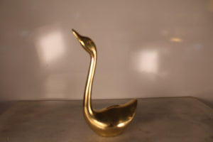 Polished Solid Brass Swan Bank Figurine