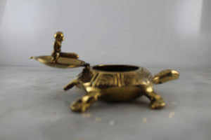 Vintage Brass Turtle Trinket Box & Fertility God