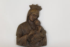 Brass Virgin Mary and Jesus Christ Wall Decor