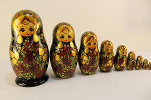 Set of 10 Vintage Matryoshka Doll with Floral Pattern - Ali's Copper Shop