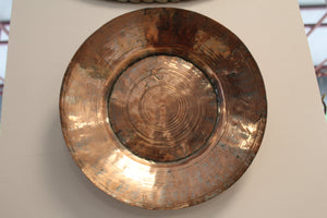 Handcrafted Turkish old copper round plate