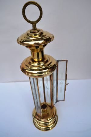 Brass lamp beveled edge glass - Ali's Copper Shop