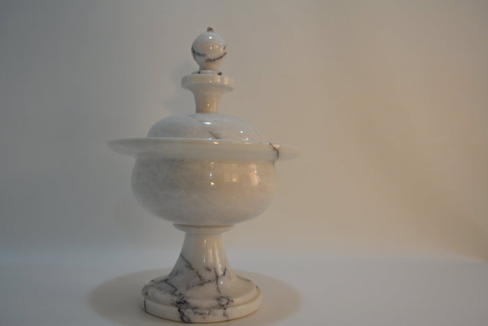 Very large Marble Candy bowl with Cover