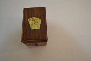 Brass Inlay Wooden Playing Card Box - Ali's Copper Shop