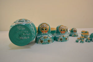 Vintage Green Signed Russian Matryoshka (10 pieces) - Ali's Copper Shop