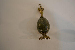 Vintage Marble Eggs on Brass Filigree Stand Topped with Brass Angel Holding Cross - Ali's Copper Shop