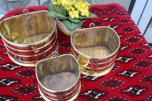 Set of 3 Brass Wall Planters